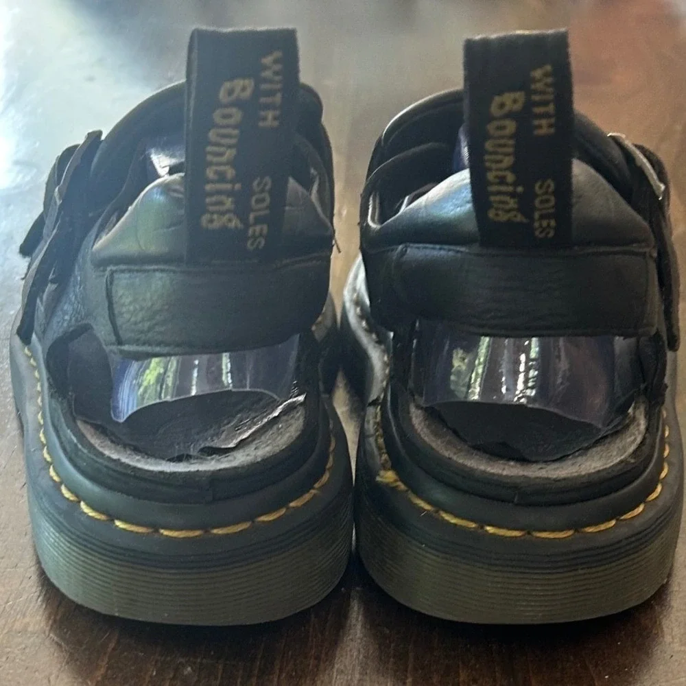 Dr. Martens Fisherman Sandals Black Leather Caged Buckle AirWair Sole Unisex